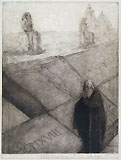 ERNESTO BAZZARO, Monumentum, etching and aquatint, a touched proof